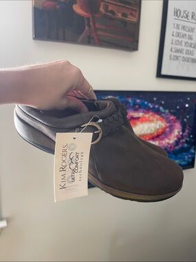 Kim Rogers Brown Braided Strap Slip-On Clog